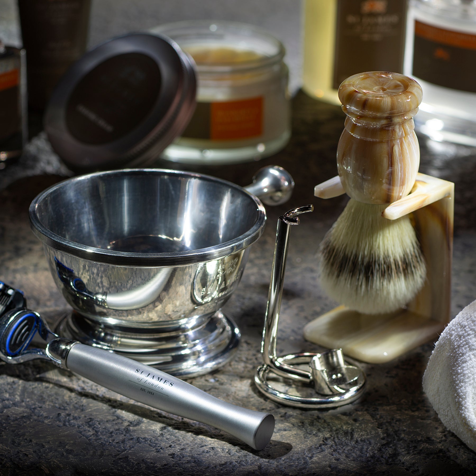 Shaving Stand, Brush Stand and Bowl